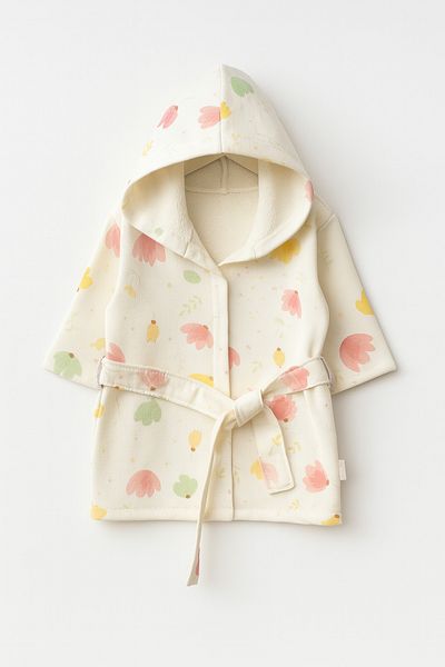 Bebitof Pastel Floral Bathrobe – Soft Cotton Fabric, for Babies 0-2 Years Old