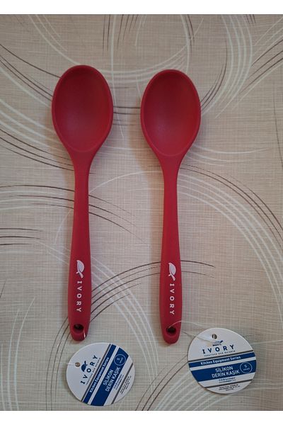 EMPA A V M 2' Ivory Fireproof Non-Stick Small (20 cm) Silicone Spoon Food Spoon