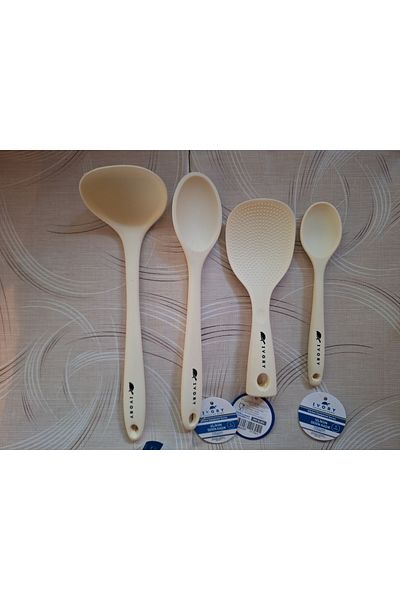 EMPA A V M Ivory Fireproof Non-Stick 4-Piece Self-Standing Rice Spoon with Spoon Set
