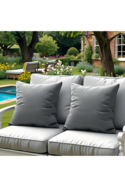 Bc Home 2'li Gri Dekoratif Kırlent Kılıfı Düz, Sade, Yumuşak Dokulu, Kadife G...