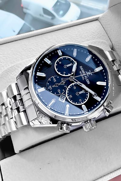 Daniel Klein Royal Original Men's Silver Color Steel Watchband and Bracelet - 3 Atm Waterproof Dke2055C2
