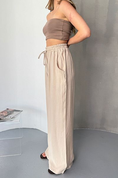 Feela Moda Γυναικείο παντελόνι Modal Woven Waist Elastic Palazzo 2016