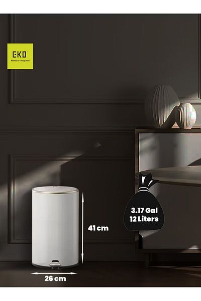 EKO Cosmo Series | Brushed Matte Finish | Soft-closing | Fingerprint-resistant | Round Deluxe Pedal Bin
