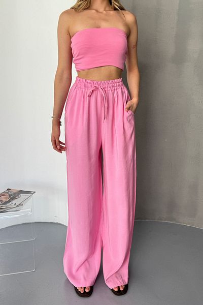 Feela Moda Women's Modal Woven Elastic Waist Palazzo Pants 2016