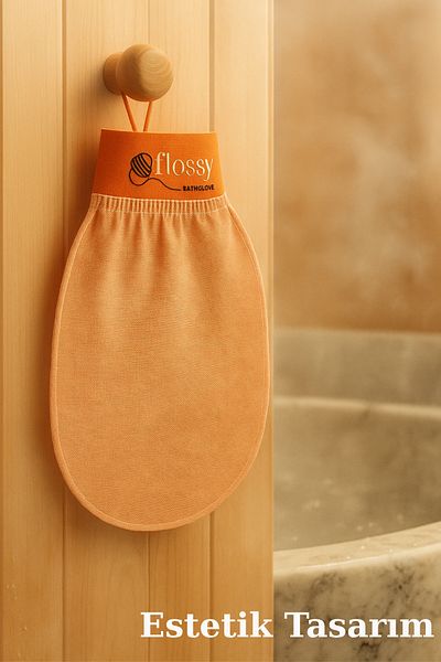Flossy BATH GLOVE 100% Silk Scrub Bath and Shower Skin Care Flush Face Body Scrub Exfoliating Glove Rosea