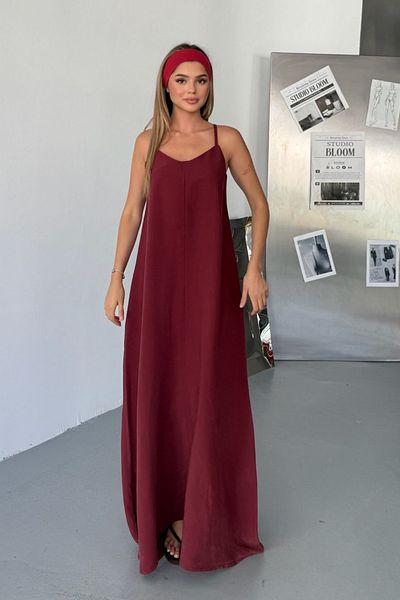 Feela Moda Women's Modal Woven Adjustable Strap Neckline Smocked Dress 2017
