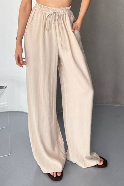 Feela Moda Γυναικείο παντελόνι Modal Woven Waist Elastic Palazzo 2016