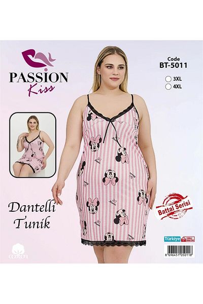 Emir Store Large Size Women's Nightgown Dress with Rope Strap