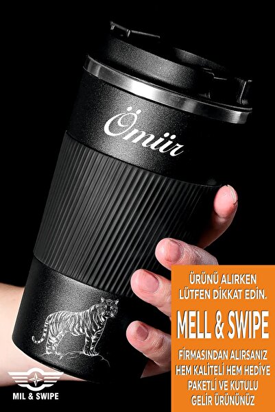 MIL SWIPE Kişiye Özel Isimli Baskılı Paslanmaz 304çelik Termos Bardak 500 Ml ...