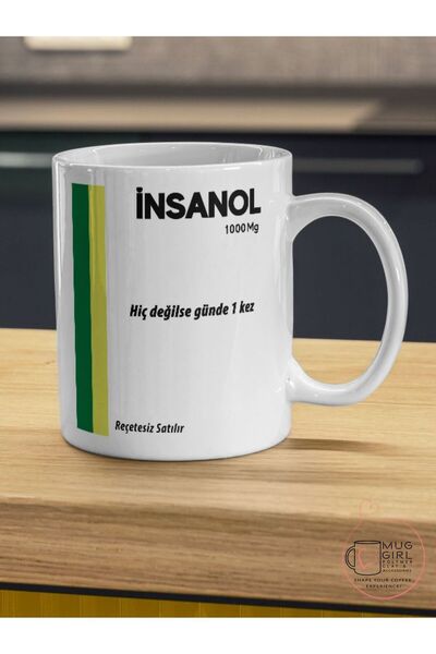 kuphane İlaç Baskılı Insanol Yazılı Esprili Kupa Bardak, Doktor, Hemşire Eczacı Hediyesi
