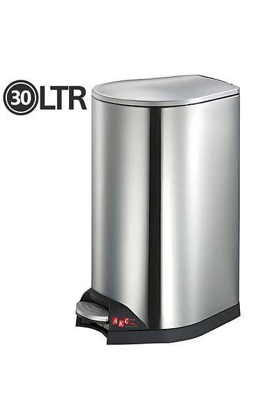 AKC 30l Pedal Stainless Steel Trash Bin – Soft Close Lid, Fingerprint-resistant, Odor Control Bin