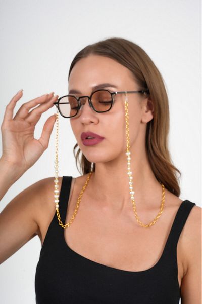 JULIANO Gold Chain Heart Pearl Glasses Chain