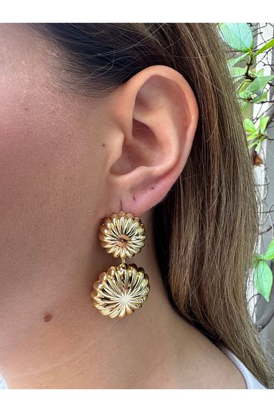 MODA Women's Steel Flower Form Dangle Earrings