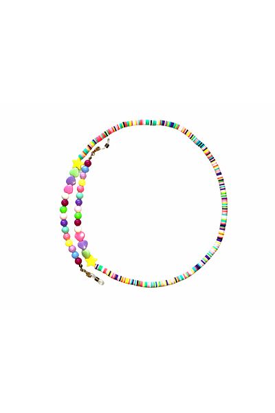 JULIANO Fimo Colorful Heart Ball Glasses Chain - Necklace - Bracelet