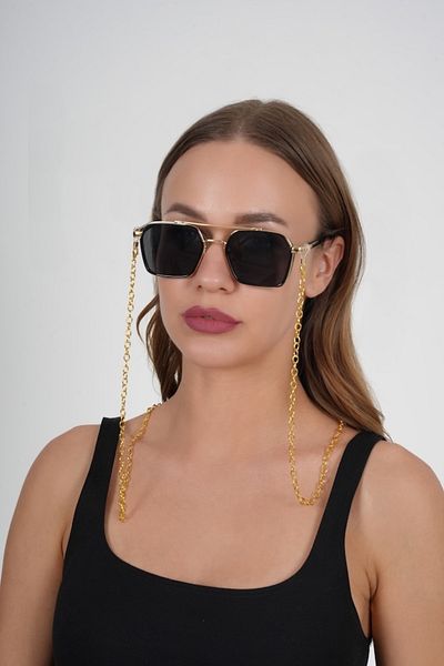 JULIANO Gold Big Ring Glasses Chain