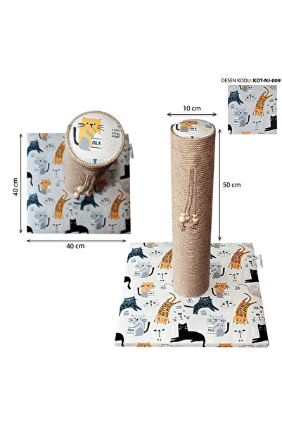 nijiartdesign 50 cm Colorful Patterned Premium Cat Scratching Board Soft Coated Floor Friendly Base with Sponge