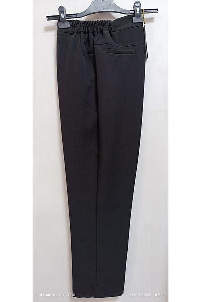 AKŞEN GİYİM Plus Size High Waist Two Pockets Sides Half Elastic Zipper Closure Salta Fabric Pants