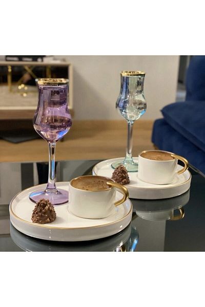 CARMEN SOFT paris مجموعة ريسبيرو الخاصة مكونة من 6 فناجين قهوة مع أطباق تقديم