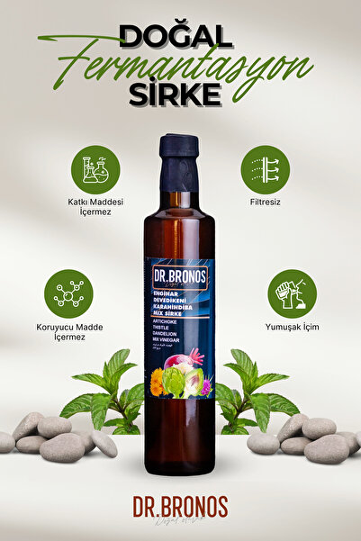 Dr.Bronos Enginar Devedikeni Karahindiba Mix Sirke 500 ml (Doğal Fermantasyon)