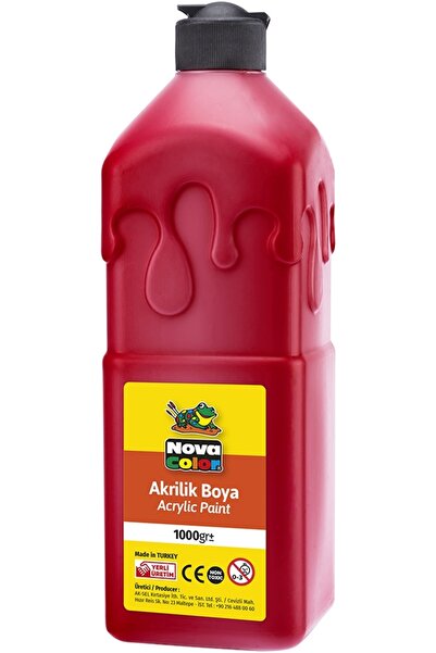Nova Color Kırmızı Akrilik Boya 1000 Gr- 1 Kilo Su Bazlı Akrilik Boyası Hobi ...