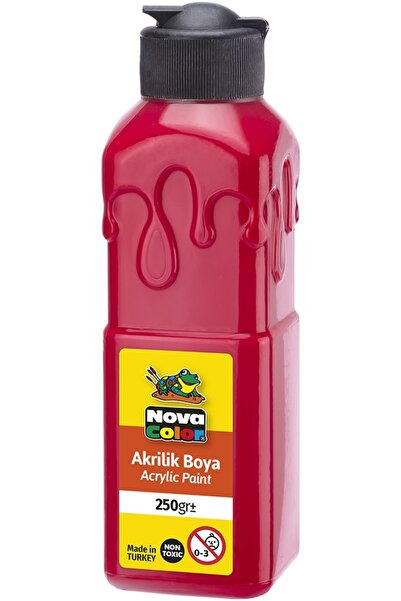 Nova Color Kırmızı Akrilik Boya 250 gr 1 Adet Su Bazlı Akrilik Boyası Hobi Sa...
