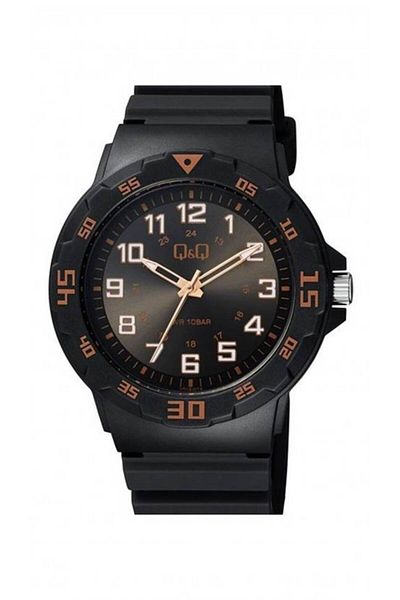 Q&Q Black Men's Wristwatch 10atm Waterproof Japan Qurtz Vr18j014y
