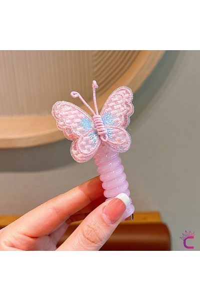 Cinderella Pachet de 2 agrafe pentru paste spiralate cu fundita fluture din tul roz albastru - agrafă pentru păr pentru copii