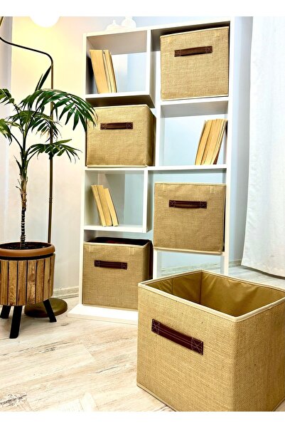 aydev home collection Jüt Kapaksız Dolap İçi Çamaşır Oyuncak Düzenleyici Katlanır Saklama Kutusu Organizer 30x30x30 cm