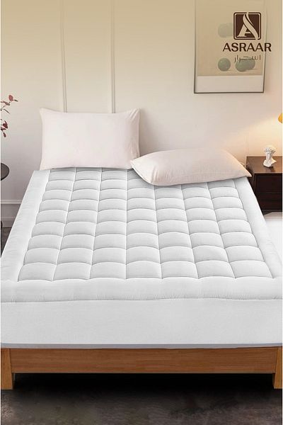 Asraar Fairouz|Microfiber Mattress Topper 20cm-Soft, Fluffy, Breathable Pad for Comfort & Support200x200cm