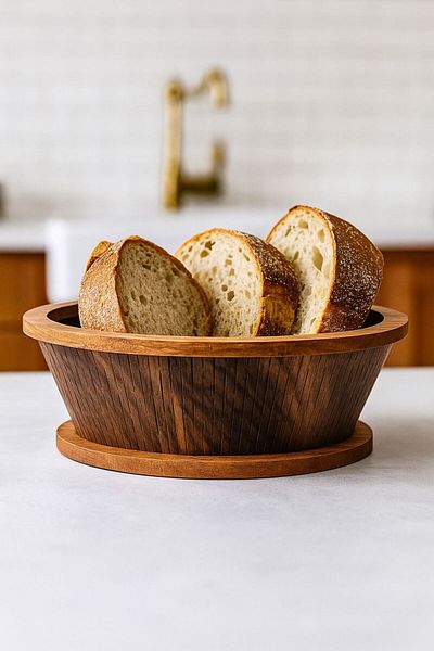 Dia Round Wooden Bread Bowl