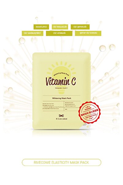 RIVECOWE Lekeli Ciltler Için Vita C Whitening Maske – 10 Adet
