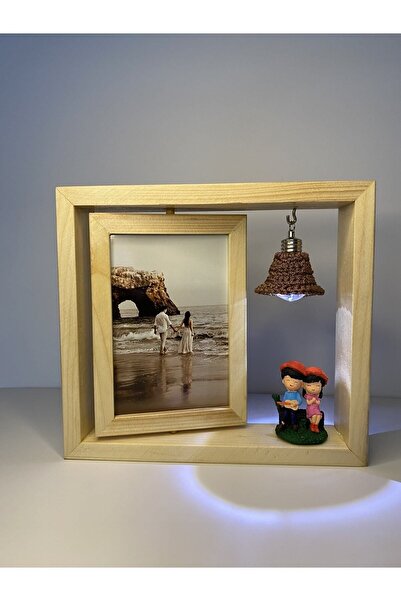 AHŞAPTAN SANAT Handmade Wooden Rotating Frame Lover Sitting Couple