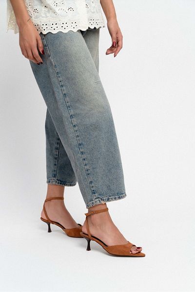 NİŞANTAŞI SHOES Dino Tan Suede Ankle Belt Detail Women's Heeled Shoes
