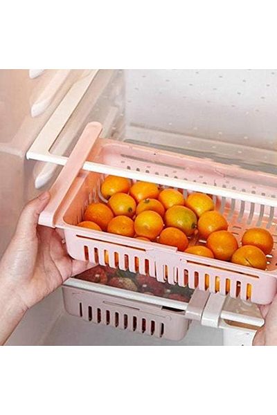 Generic Adjustable Storage Shelf for Refrigerator Organizer, Pull-Out Refrigerator Drawer Organizer, 4-Piece Refrigerator Storage Box