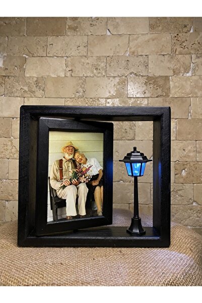 AHŞAPTAN SANAT Handmade Wooden Rotating Frame with New Street Lamp