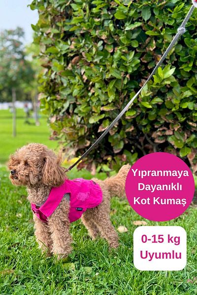 salya store Fuchsia Dog Outfit and Denim Vest - Small Breed (0-15kg)