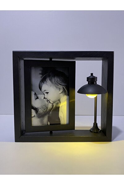 AHŞAPTAN SANAT WOODEN ROTATING FRAME BLACK STREET LAMP LAMPSHADE