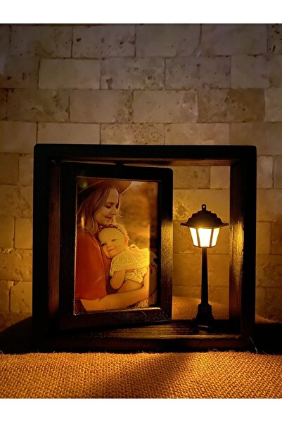 AHŞAPTAN SANAT Handmade Wooden Rotating Frame with New Street Lamp