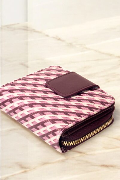 KRB POLO ACCESSORİES Lüks Desenli Kadın Cüzdan Modern ve Kullanışlı Bordo Cüzdan Aksesuar