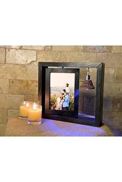 AHŞAPTAN SANAT Ahşap Dönen Fotoğraf Çerçevesi Işıklı