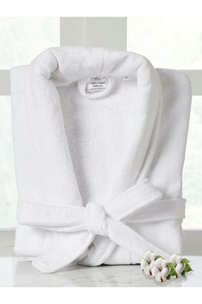 Donetella Unisex 100% Cotton Velour Bathrobe Small & Medium, 400 Gsm, Ankle-length With Shawl Collar & Pockets