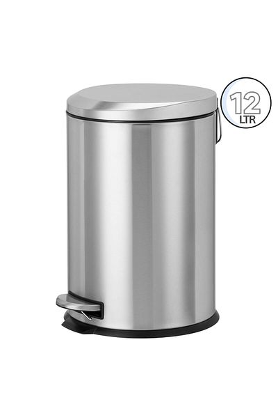 AKC 5l Moon Cover Pedal Bin – Stainless Steel Step Trash Can Sleek Oval Design