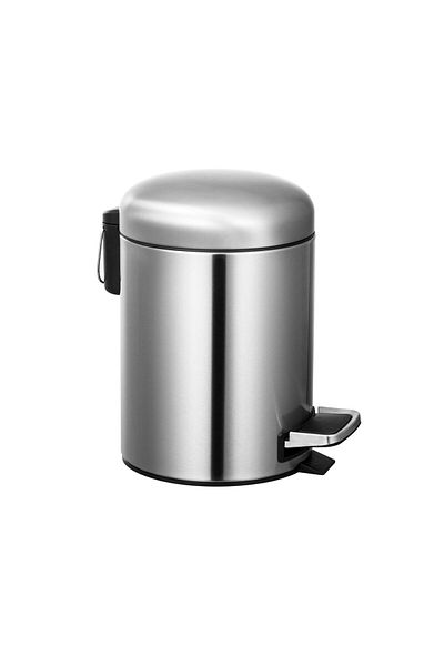 AKC 5l Stainless Steel Pedal Bin – Compact Bathroom Trash Can With Dome Lid, Soft-close