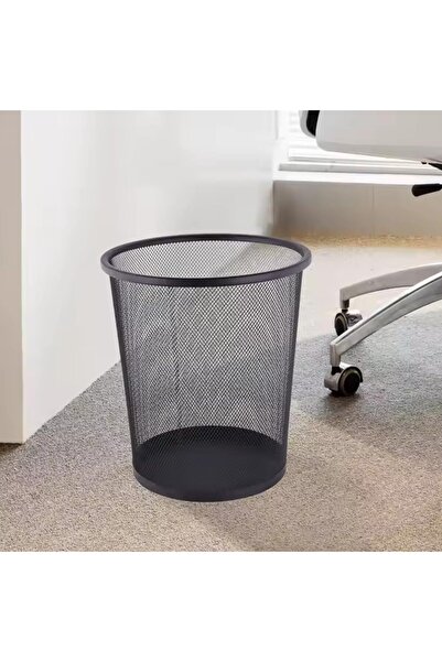 AKC Set Of 6 Mesh Wastebasket Trash Can – Silver & Black Steel Round Bin For Office, Home, Bathroom