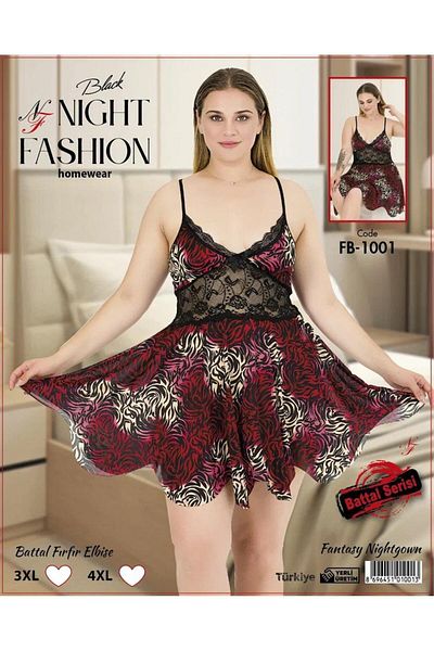 Emir Store Ruffled Women's Dress Nightgown with Rope Strap