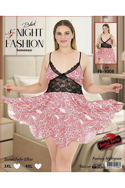 Emir Store Women's Dress Nightgown with Frill on the Rope Strap