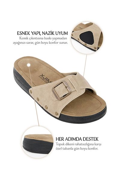 XJIM Γυναικείες Μπεζ Ορθοπεδικές Παντόφλες Hallux Heel Spur Bone Protrusion Υποστηριζόμενες Άνετες καθημερινές καλοκαιρινές