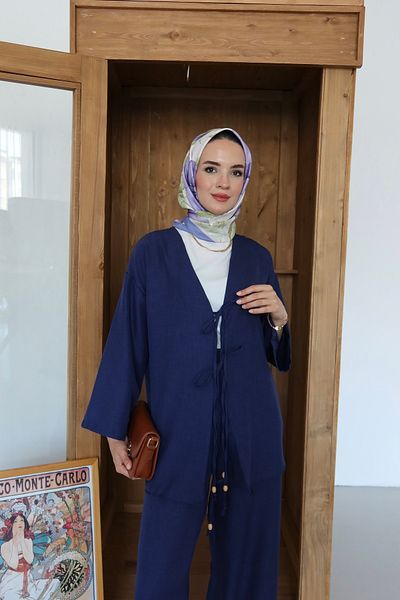 MOONSC Kimino Suit with Hijab Pants Navy Blue