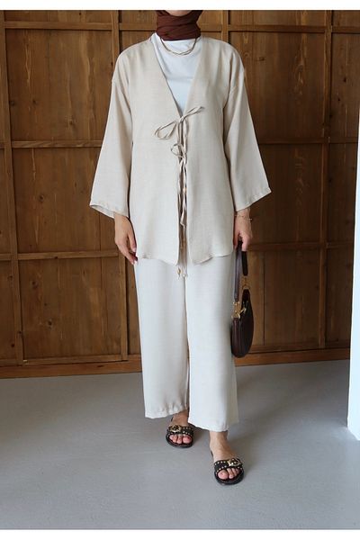 MOONSC Kimino Suit with Hijab Pants Beige