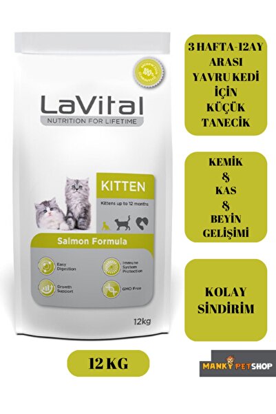 LaVital La Vital Yavru Kuru Kedi Maması (Kitten) Somonlu 12 KG